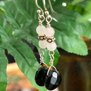 Black Onyx & Rose Quartz Earrings